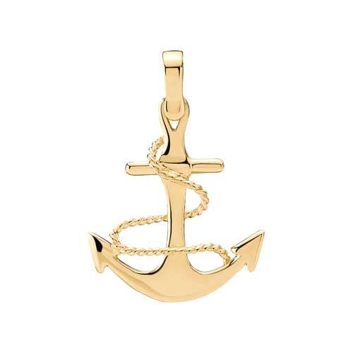 Vedhæng I 14 Kt Guld Med Anker - 18 X 22 Mm