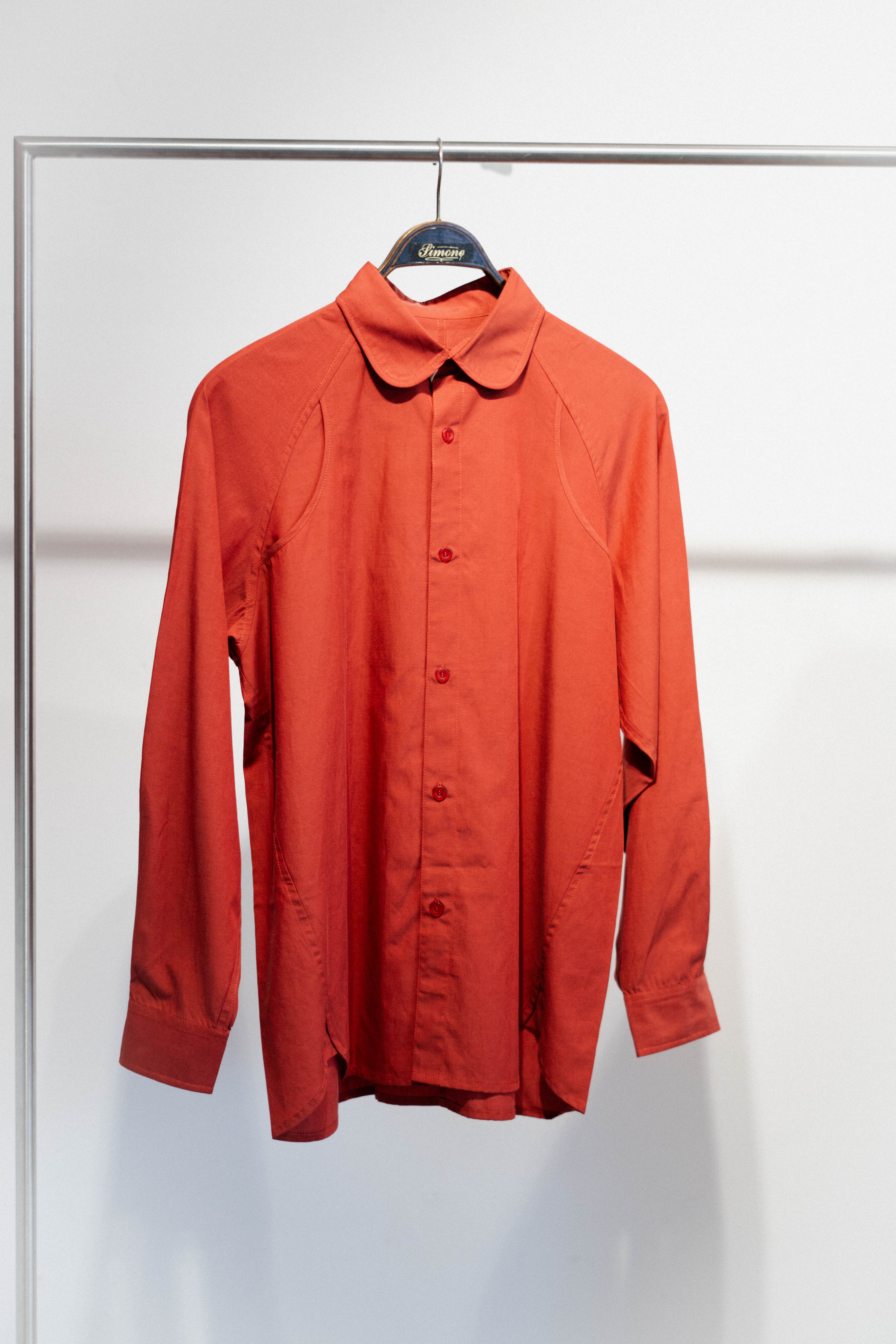 Raglan-sleeve Shirt Orange Red - X-small